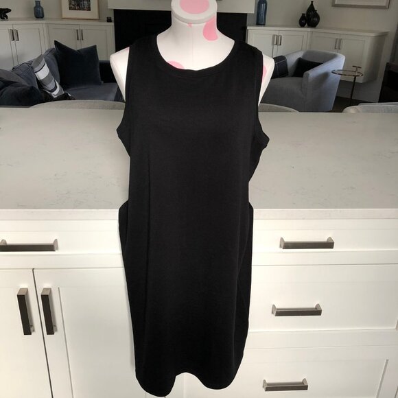 GAIAM Casual Activewear Rayon Poly Slvless Scoop Neck Midi Dress Black Sz L NWT - Picture 11 of 11